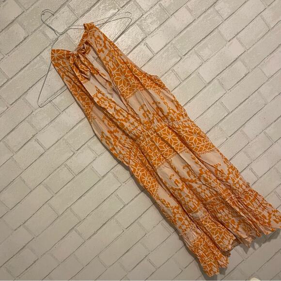 BTFBM Floral Dress Summer Sleeveless Halter Neck Ruffle No Belt Boho Medium - Picture 9 of 16